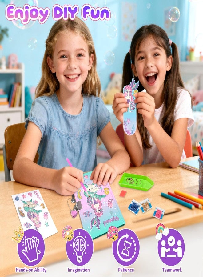 YOYTOO Diamond Art Kit for Kids Age 6-8-9-10, Mermaid Notebook Diamond Painting Fun Arts Crafts Mermaid Toys Gift for Girls Ages 6-12 Year Old Birthday Christmas Gifts - Image 4